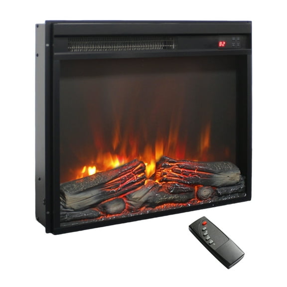 Innoflame 23" Electric Fireplace, Realistic Flame & Logs, Adjustable Thermostat & Flame Brightness, Fireplace Insert with Remote, 8H Timer, Overheating Protection, 1400W (23" X 19 3/4")