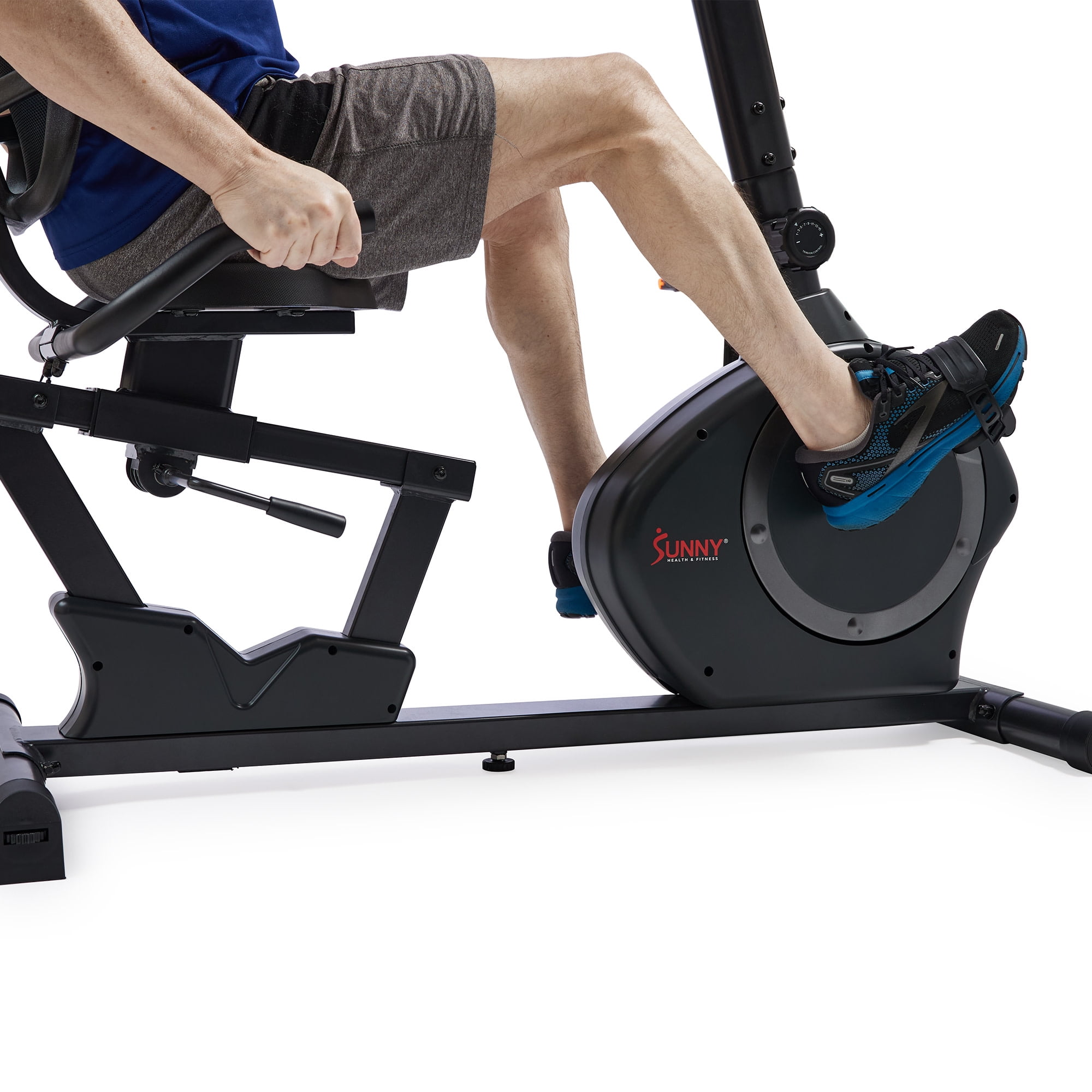 Sunny Health & Fitness Indoor Recumbent Cycling Bike w 350LB Capacity, Non-Crank Design, Cushion Seat for Senior or Rehab w Smart Bluetooth & FREE SunnyFit® App - SF-RB424002