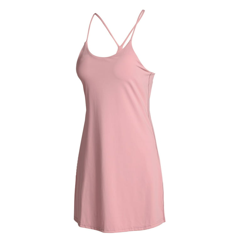Women's Workout Sports Dress False 2Pcs Spaghetti Strap Dress with Built-in  Bra + Shorts with Pocket Mini Dress 