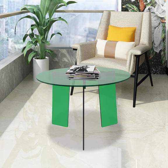 40cm Modern Round Side Table Acrylic Coffee Table 20kg/44.09 lbs Load