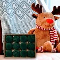 Christmas Ornaments Set, 12pcs 3.15" Velvet Flocked Christmas Balls with Matte , Shatterproof Holiday Baubles Gift Box for Xmas Tree Decorations, Elegant Winter Party, Wedding and Home Décor