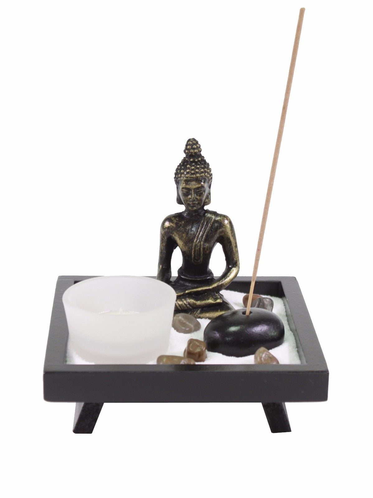 Tabletop Taiji Yin Yang Zen Garden Sand Rock Candle Incense Burner Home Decor 