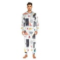 thumbnail image 3 of FORMRS Onesies Pajama for Adults Unisex Hoodie Winter Jumpsuit One Piece Sleepwear, Sizes S-2XL, White Simple Shapes, 3 of 7