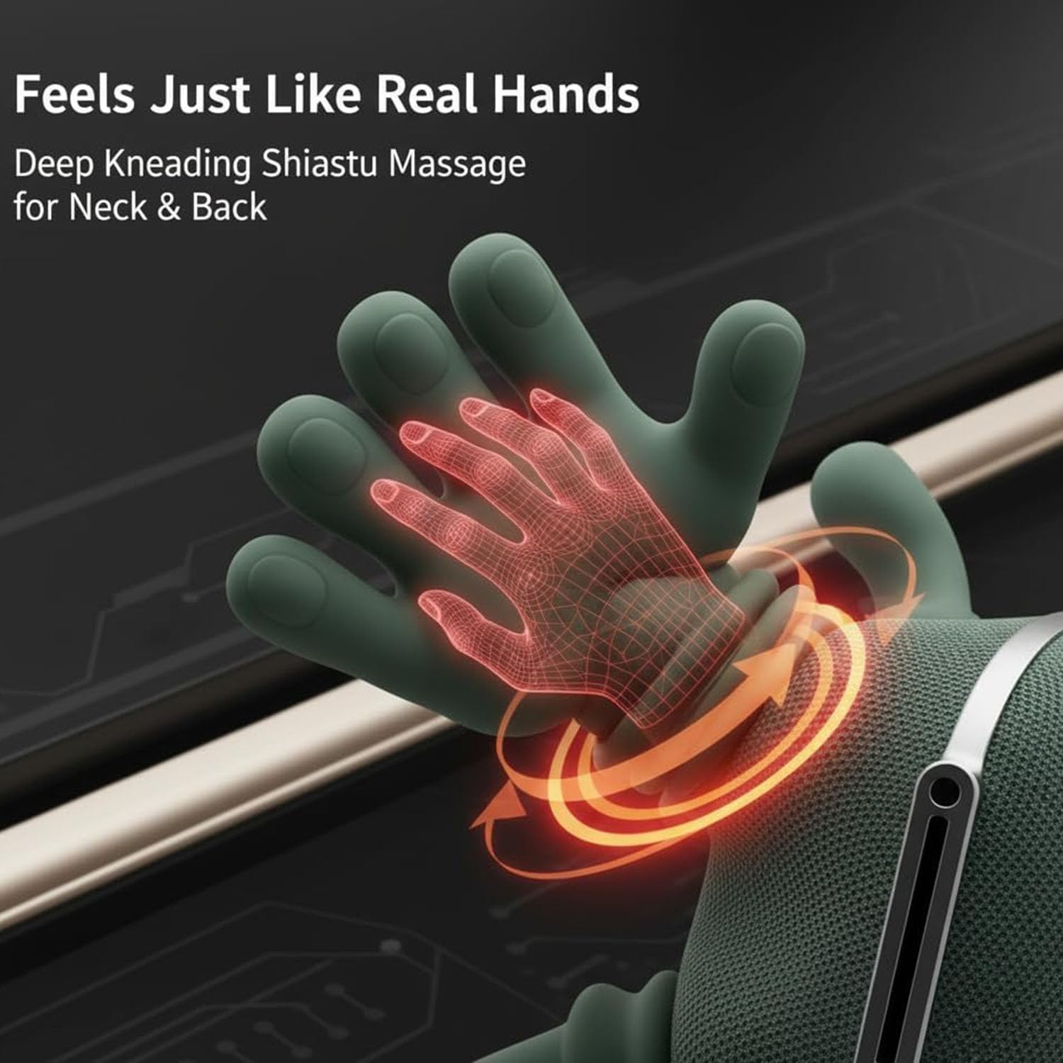 Neck Massager with Heat - Portable Shoulder & Back Massager with Bionic Fingers, Deep Tissue Shiatsu Massage Tools & Device for Pain Relief, Rechargeable, Birthday Christmas Gifts for Adults
