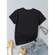 thumbnail image 4 of Letter Print Crew Neck T-Shirt, Casual Short Sleeve T-Shirt For Spring & Summer, Women's Clothing Tee For Adult, Men, Women, Teen, Teenager, Adolescent, Youth, 4 of 7