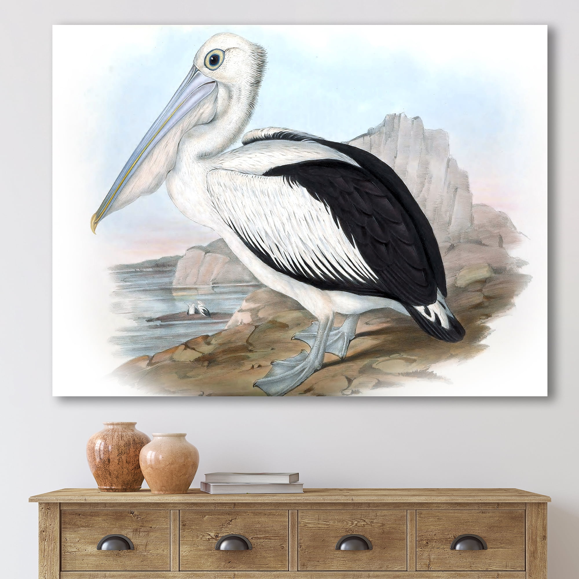 Designart ' Ancient Australian Birds VIII ' Traditional Canvas Wall Art Print