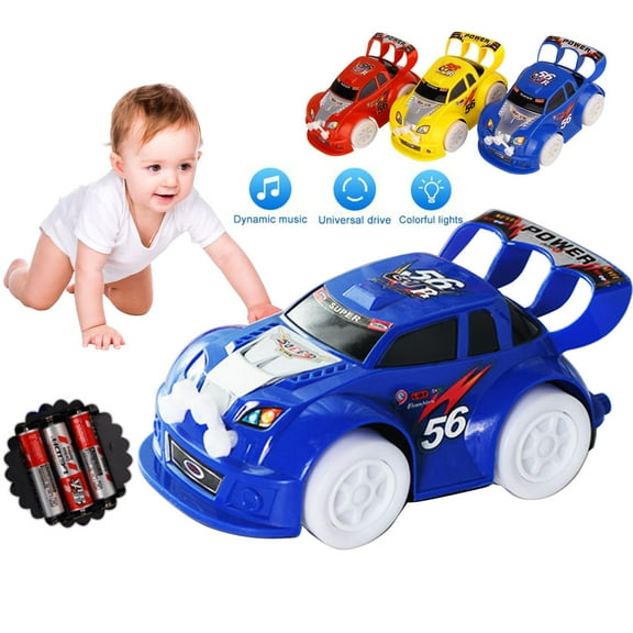PENGXIANG LED Light Up Car Toys Mini Electronics Flashing Lamp Music Sound Car Play Vehicles Toys For Toddler Boys, Kids Gift - 3 to 12 Years - Universal Rotation Wheels