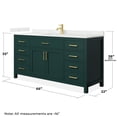 thumbnail image 4 of Beckett 66" Green Single Vanity & Giotto Quartz Top (1-Hole) & Gold Trim, 4 of 5