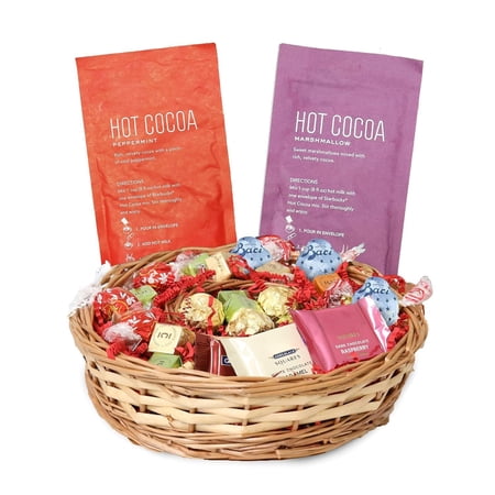 Christmas Chocolate Gift Tray | Premium Gourmet Assorted Chocolates with Hot Cocoa (Peppermint & Marshmallow) Gift for Family Couples Boyfriend Girlfriend