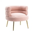 thumbnail image 4 of Modern Single Sofa Chair, Comfy Tufted Upholstered Accent Living Room Chair, Mid-Century Armchair with Golden Metal Legs, Leisure Lounge Chair with Curved Backrest for Living Room Bedroom, Pink, 4 of 7