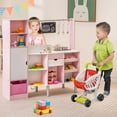 thumbnail image 2 of Costway 2-in-1 Kids Kitchen & Market with Realistic Light & Sound 82 Accessories Included, 2 of 10