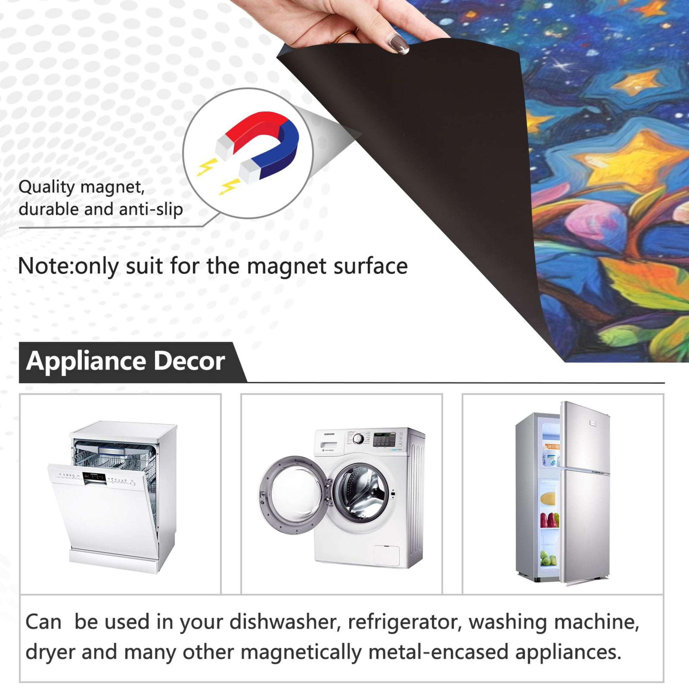 Dishwasher Magnetic Sticker 23x26 Inch Refrigerator Magnetic Sticker Washing Machine Magnetic Sticker Kitchen Panel Magnetic Sticker Home Decor Pretty White Dog