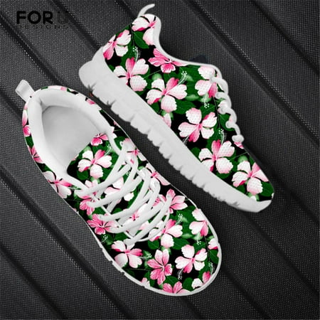 

Plumeria and Hibiscus Hawaiian Flower Printed Women s Sneakers Casual Flats Shoes Woman Spring/Summer Ladies Zapatos