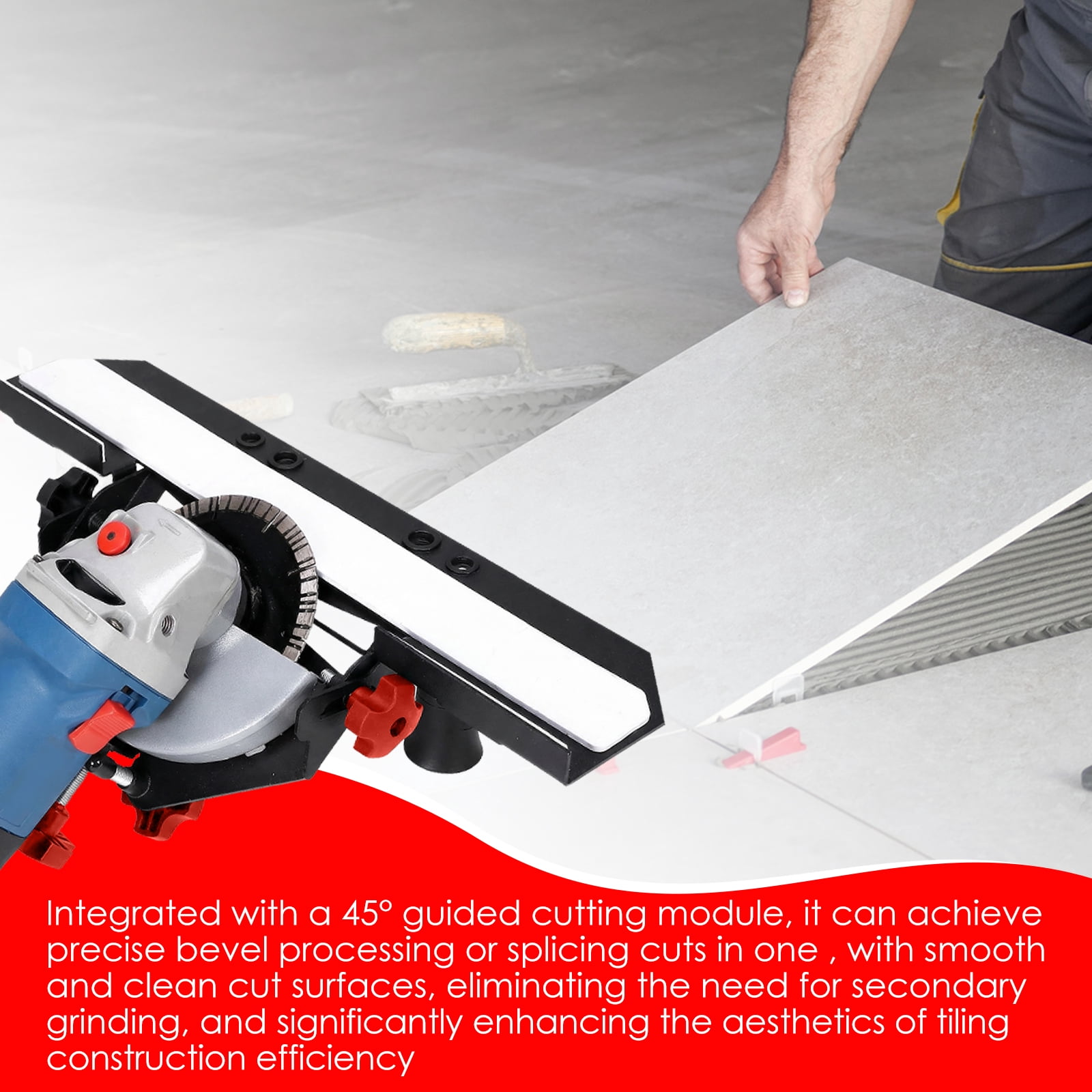 45 Degree Tile Chamfering Tool Anti Slip Chamfering Cutting Tool for 4-1/2" and 5" Angle Grinder