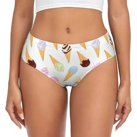 Womens Underwear - Cartoon Colourful Ice Cream No Show Seamless Underwear for Women  Soft Comfort Stretch Women s Panties  Hipster Ladies Panties Bikini Underwear Briefs