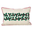thumbnail image 1 of SARO LIFESTYLE Holly Leaf Jingle Bells Christmas Poly Filled Throw Pillow, 12" x 18", Multi, 1 of 1