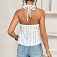 thumbnail image 4 of Halter Tops for Women V Neck Hollow Mesh Going Out Outfits Y2k Babydoll Top Sleeveless Clubwear, 4 of 5