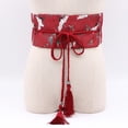 thumbnail image 3 of Cinturón de corsé Obi Sunnimix con patrón de grúa de corona roja para Vestido rojo, 3 of 8