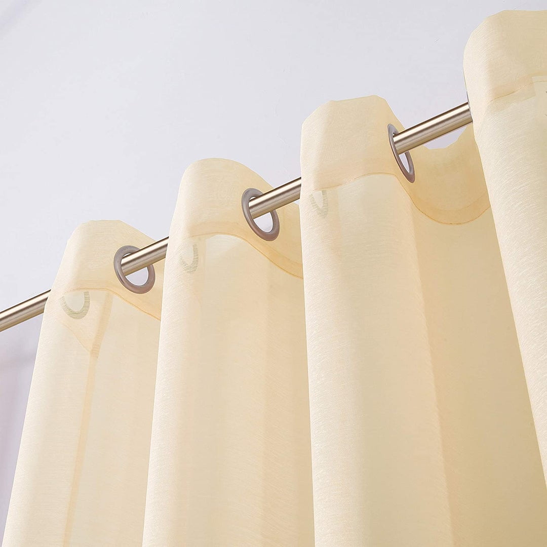 Dainty Home Malibu Textured Semi-Sheer Grommet Top Curtain Panel Pair, 108" x 84" In Beige