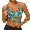 thumbnail image 4 of Haiem Pineapple Pattern Womens Sports Bra - U Neck Padded Low Impact Yoga Bra Workout Crop Top Gym Moisture-Wicking Workout Vest -X-Large, 4 of 9