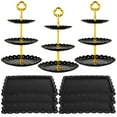 thumbnail image 2 of 9 Pcs Dessert Table Display Set, 3 Pcs 3-Tiered Cupcake Stands & 6 Pcs Square Dessert Serving Trays, Elegant Cake Stands Fruit Trays for Birthday, Wedding, Tea Party, Halloween, 2 of 7