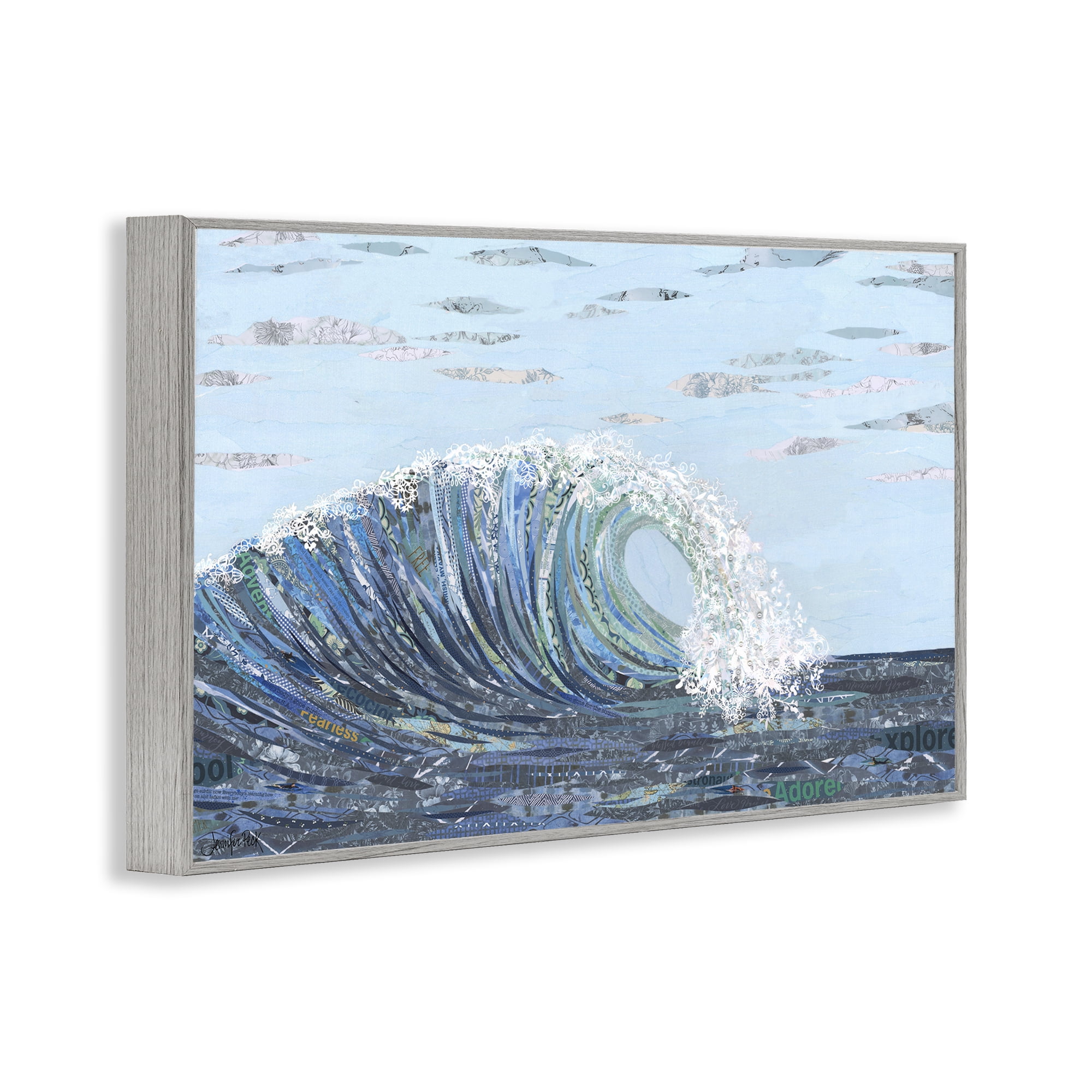 Stupell Industries Big Kahuna Wave Landscape Painting Gray Framed Art Print Wall Art, 24 x 16