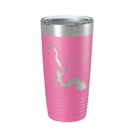 

Lake Lyndon B. Johnson Map Tumbler Travel Mug Insulated Laser Engraved Coffee Cup Texas 20 oz Pink