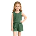 thumbnail image 3 of Agkizg Kids Girls Clothing Set Sleeveless 2 Piece Outfit Solid Crewneck Tank Top Shorts Summer Set, 3 of 6