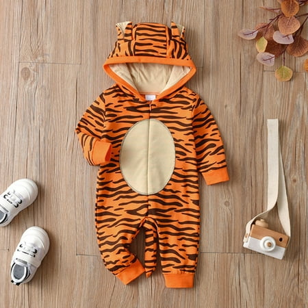 

Yubatuo Newborn Infant Baby Girls Boys Cartoon Hooded Romper Jumpsuit Outfits Orange 90