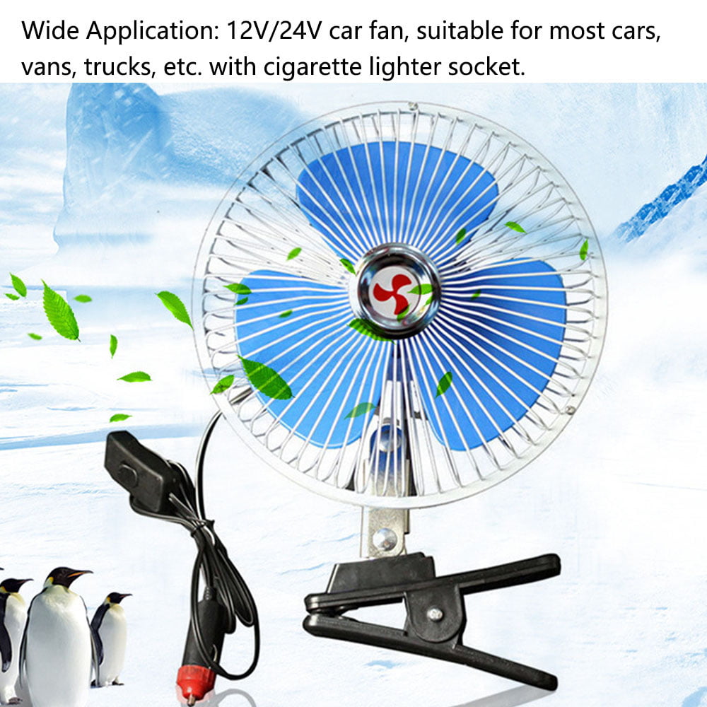 24v 8" Truck Bus Van Vehicle Interior Oscillating Cooling Air Fan Clamp Fitting 