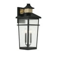 thumbnail image 4 of Matte Blackith Warm Brass Three Light Outdoor Wall Lantern from the Kingsley Collection, 4 of 5