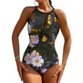thumbnail image 2 of Purple Floral Swimsuit Midnight Forest Swimwear One-Piece Holiday Swim Design Bodysuit Bathing Suit Lady Push Up Sexy Beach Wear, 2 of 7