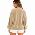 thumbnail image 4 of Wrongduck Women's Velvet Cardigan Jacket Lightweight Button Front Long Sleeve Casual Sweater Coat with Pockets Spring Fall Layering Top, 4 of 7