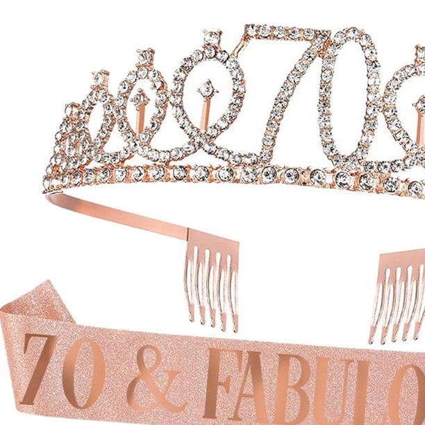 CIEHER Kit de couronne d'anniversaire pour femme et fille, décorations d' anniversaire violettes avec strass et écharpe en satin, parfait pour les femmes et les filles, décorations d'anniversaire