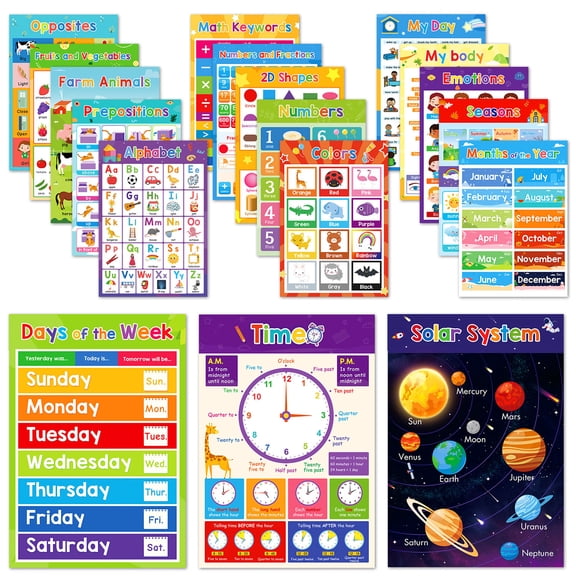 Toddler Classroom Posters: Colorful Fruits Homeschool Charts