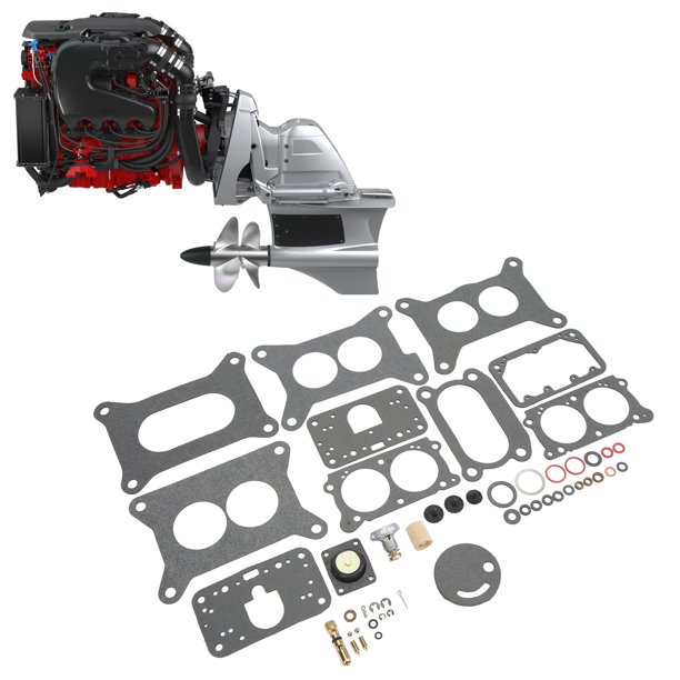 Kit de reparación de carburadores marinos, Cartón de metal de Buen Rendimiento Profesional 987440 49pcs para 3.0 4.3 5.0 5.7 2bbl Motores de Carbohidratos
