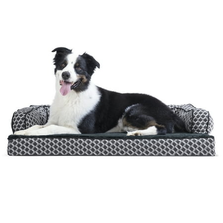 UPC: 0842229107067 | FurHaven Pet Products Plush & Decor Comfy Couch Memory Top Sofa-Style Pet Bed for Dogs & Cats – Diamond Gray Large