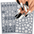 thumbnail image 4 of 5D 3D Embossed Nail Art Sticker White Flower Embossed Self Adhesive Nail Design Ladies Diy Nail Art Decoration, 4 of 4