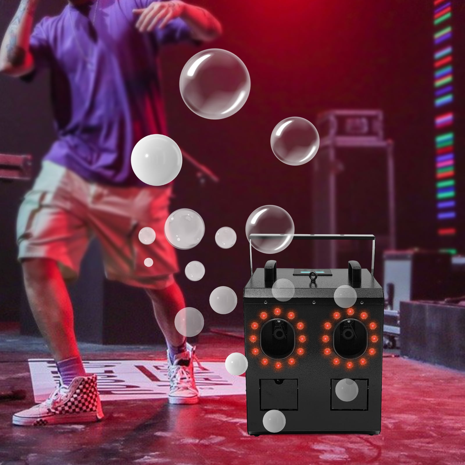 900W Bubble Fog Machine with LED Lights, DMX & Remote Control, 1L Dual Tank, Colorful Effects for Parties, Weddings, and DJ Events