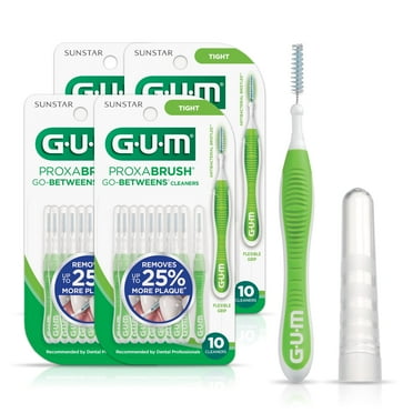 GUM Proxabrush Go-Betweens - Tight, Interdental Brushes, Soft Bristled Dental Picks, 10 Count (4pk)
