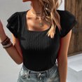 thumbnail image 6 of Women's Short Sleeve Pullover Blouses Satin Silk Shirts Casual Loose Work Tunic Tops,Women's Short Sleeve Shirts Cute Summer Tops Pleated Key Hole Loose Hollow Blouses, 6 of 6