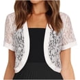 thumbnail image 2 of BLCHUNen Cropped Cardigan for Women Lace Short Sleeve Lightweight Open Front Breathable Summer Going out Tops, 2 of 7