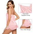thumbnail image 3 of Conjunto de pijama SWOMOG de satén para mujer, 4 unidades, color rosa sakura, talla M, 3 of 6