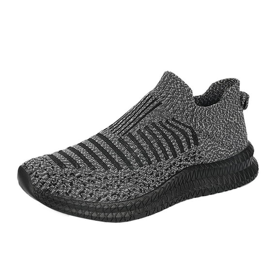 Caqnni Men's Running Shoes Casual Slip on Walking Tennis Gym Sneakers Lightweight Breathable Mesh Workout Sports Soft Sole (Grey,43)