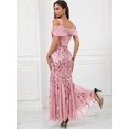 thumbnail image 2 of Pink Sequin Off-Shoulder Mermaid Evening Gown For Formal Party Prom, 2 of 6