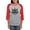 Heather/Red, variant on - Psi Upsilon Colored Crest Long Sleeve T Shirt - Womens Baseball Tee