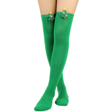 

〖Yilirongyumm〗 Stockings Womens Long Socks Striped Thigh High Socks Over The Knee Socks Christmas