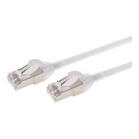 UPC: 0889028171745 | Monoprice SlimRun – Patch cable – RJ-45 (M) to RJ-45 (M) – 7 ft – 0.2 in – S/FTP – CAT 6a – molded snagless – white