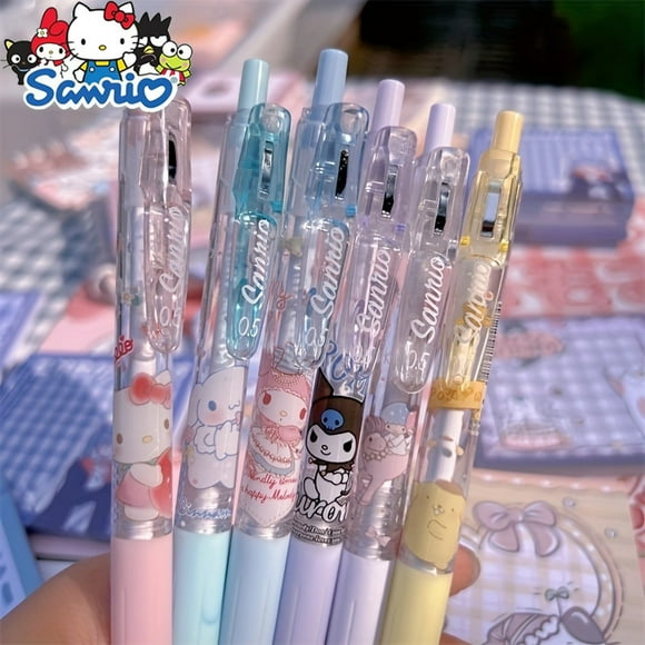 Sanrio series Hello Kitty Cullo Mi Melody Pudding Dog Cinnamon Dog Gemini Pacha Dog Cinnamon Dog 6 pack high value ST Push pen student gel pen stationery writing pen birthday gift