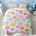 thumbnail image 2 of Erosebridal Groovy Daisy Quilt Full, Rainbow Flower Full Bedspread Sets, Polka Dots Reversible, Light Blue Floral, 3pcs (1 Coverlet and 2 Pillowcases), 2 of 7